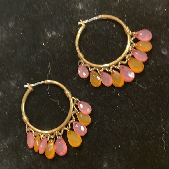 1.75” gold plated hypoallergenic Cleopatra open hoop latch back earrings - Picture 5 of 12